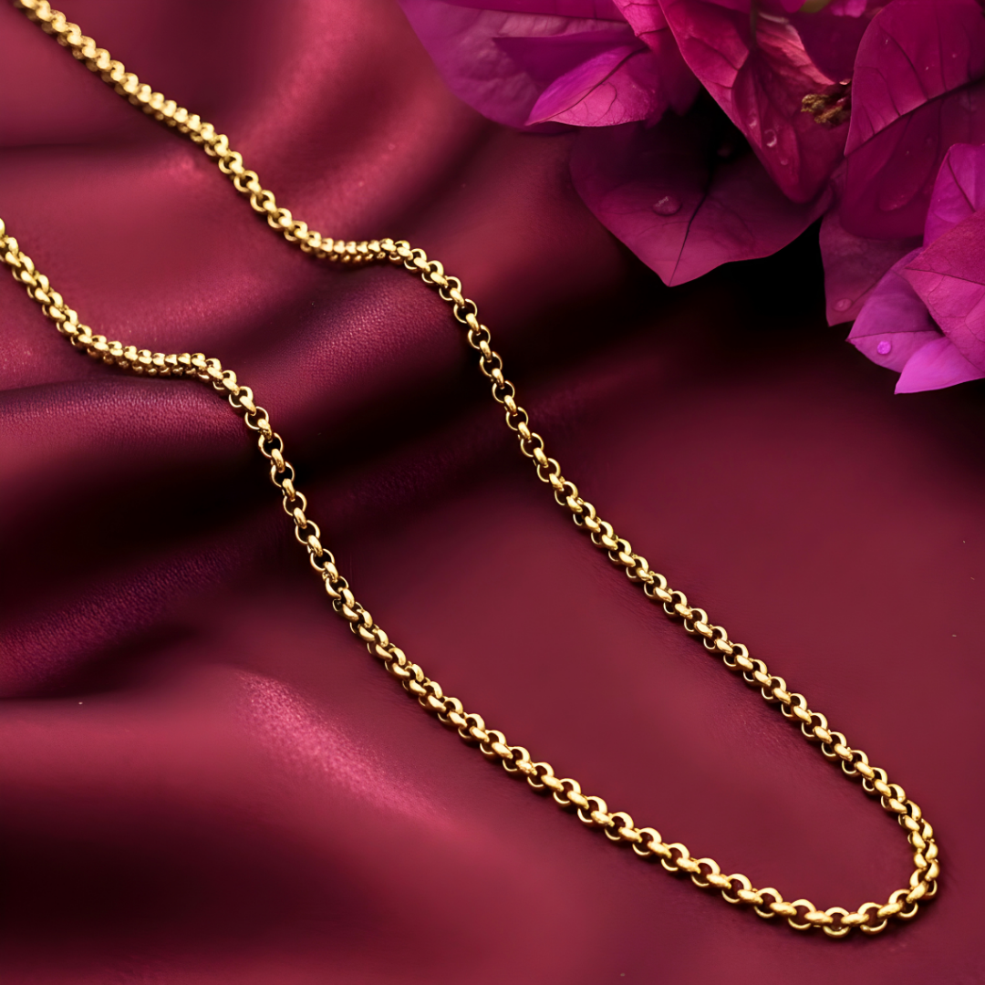 18K Gold Filled Belcher Chain Necklace – Classic Rolo Link Chain for Men & Women